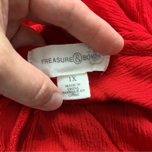 Treasure And Bond Red Coastal Travel Maxi Dress Rayon Beach Cruise Pockets 1X - Picture 12 of 17